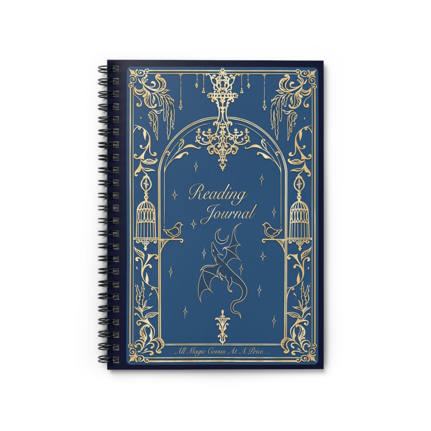 Elegant Reading Journal - Ruled Spiral Notebook with Gothic Design