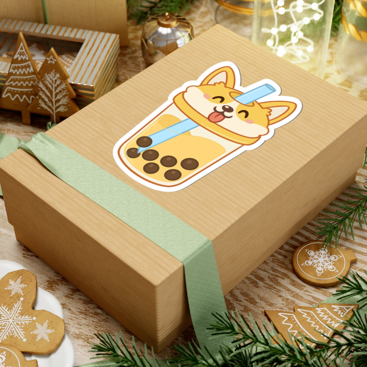 Corgi Boba Sticker