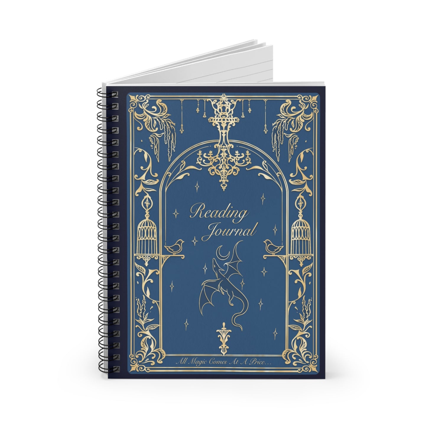 Elegant Reading Journal - Ruled Spiral Notebook with Gothic Design