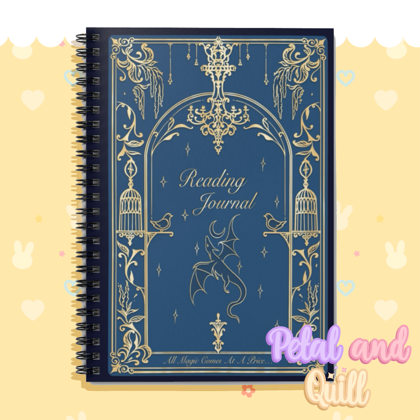 Elegant Reading Journal - Ruled Spiral Notebook with Gothic Design