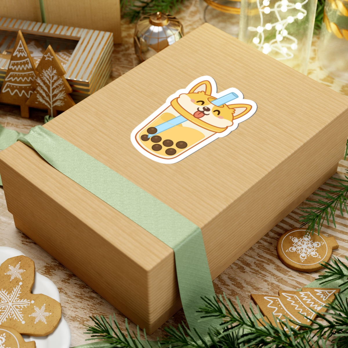 Corgi Boba Sticker