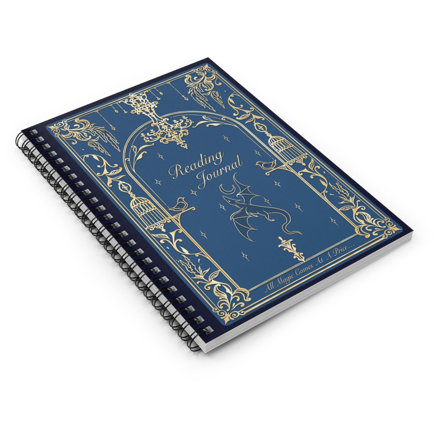Elegant Reading Journal - Ruled Spiral Notebook with Gothic Design