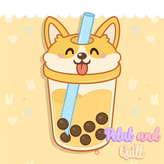 Corgi Boba Sticker